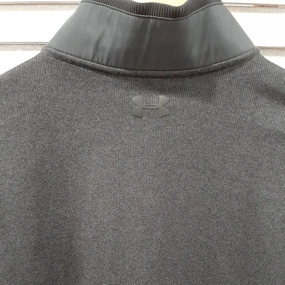 UNDER ARMOUR MENS STORM SWEATER FLEECE HEATHER SNAP MOCK SHIRT BLACK - Picture 8 of 9